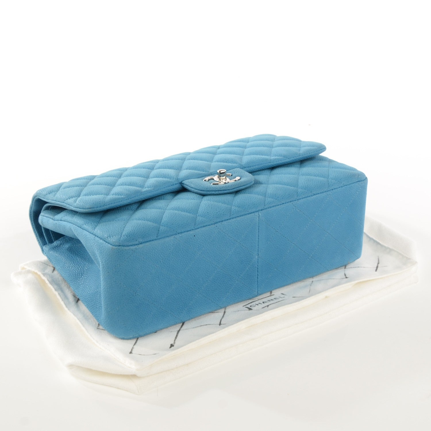 Chanel Iridescent Caviar Jumbo Double Flap Blue 4 of 7