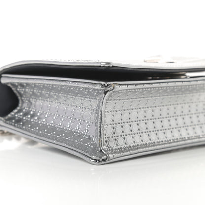 Christian Dior Metallic Patent Micro-Cannage Mini Diorama Flap Bag Silver 10 of 13