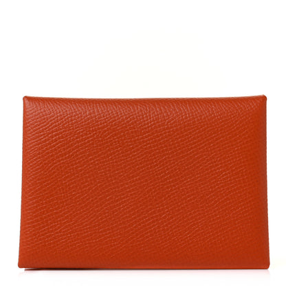 Hermes Epsom Verso Calvi Duo Card Case Orange Poppy Bleu Electrique 1 of 9
