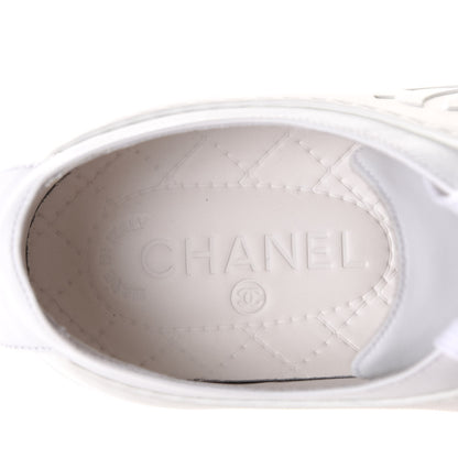 Chanel Calfskin Gum Womens CC Sneakers 39 White 9 of 11