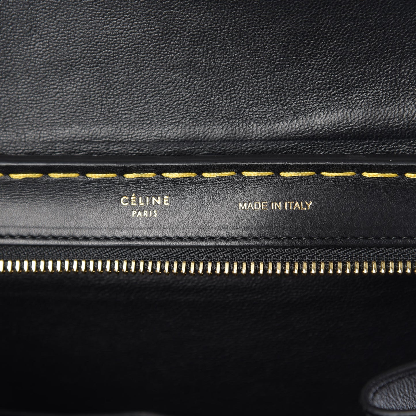 Smooth Calfskin Yellow Stitching Medium Trapeze Black