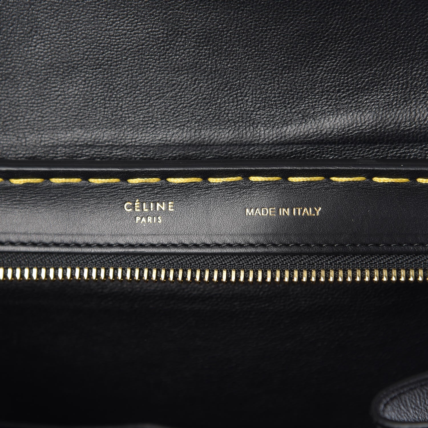 Celine Smooth Calfskin Yellow Stitching Medium Trapeze Black 7 of 14