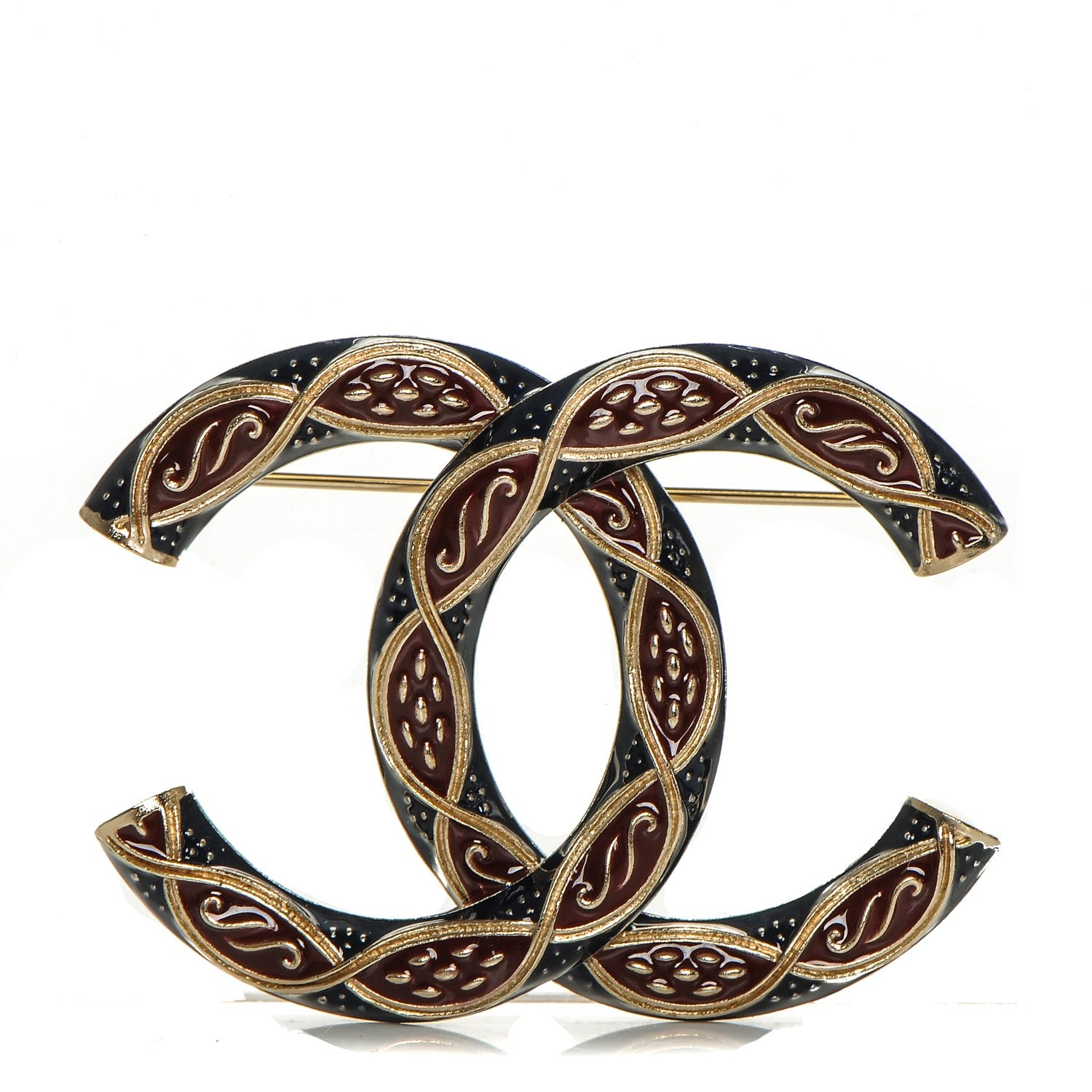 Chanel Resin CC Brooch Gold Red Blue 1 of 4
