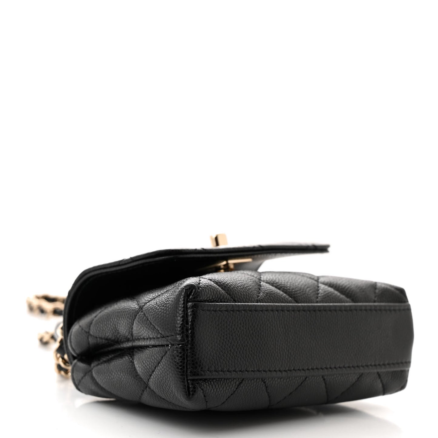 Caviar Quilted Nano Coco Handle Clutch With Chain Black