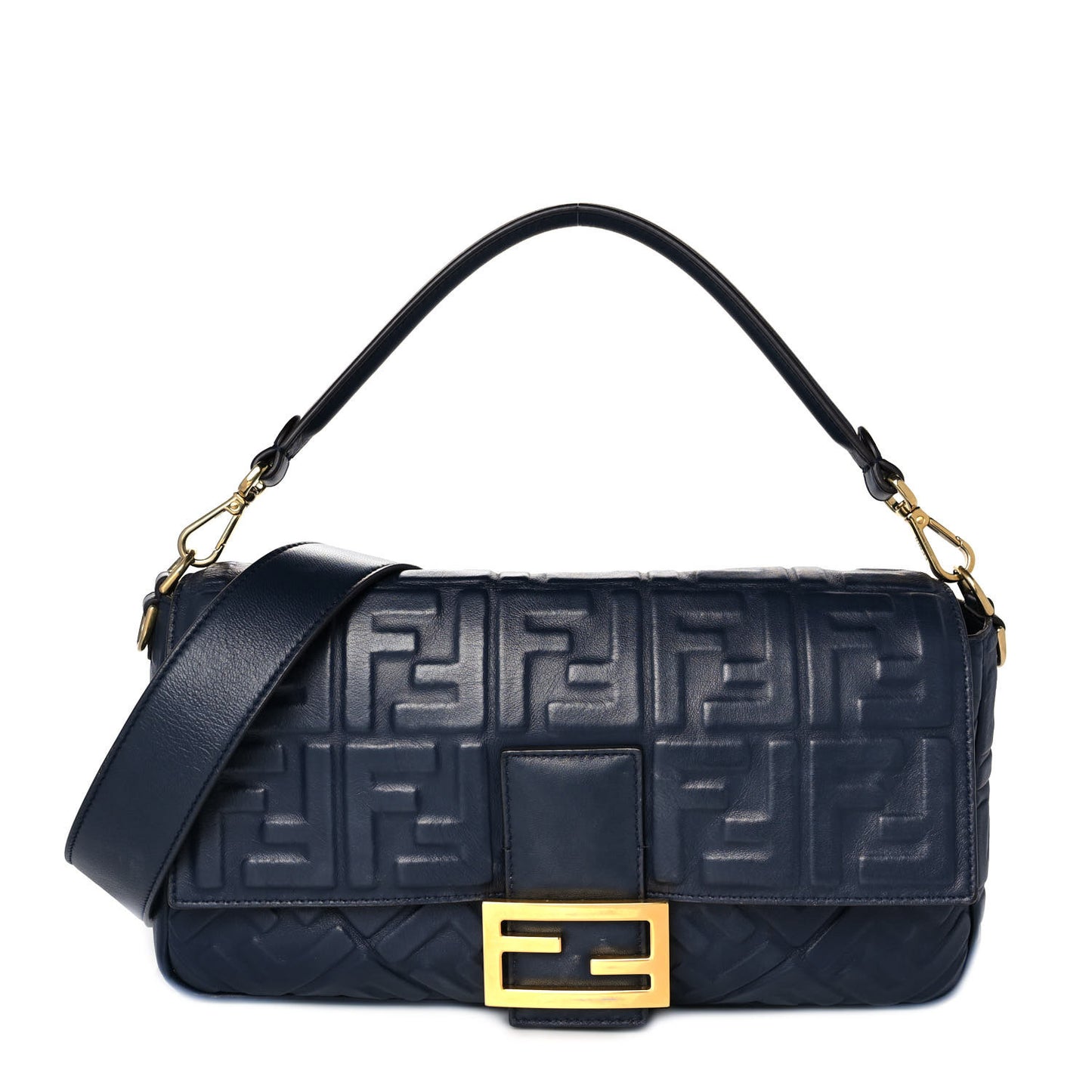 Nappa FF 1974 Embossed Large Baguette Midnight