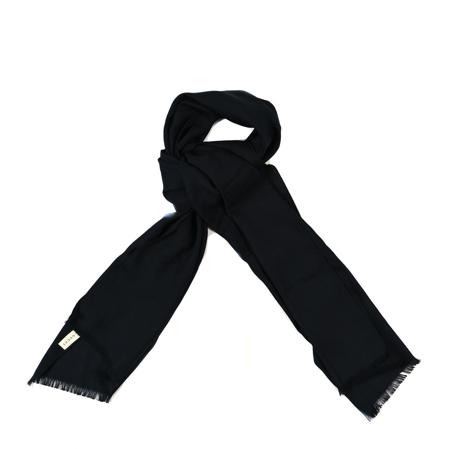Gucci Wool Silk GG Monogram GGNat Scarf Black 1 of 3