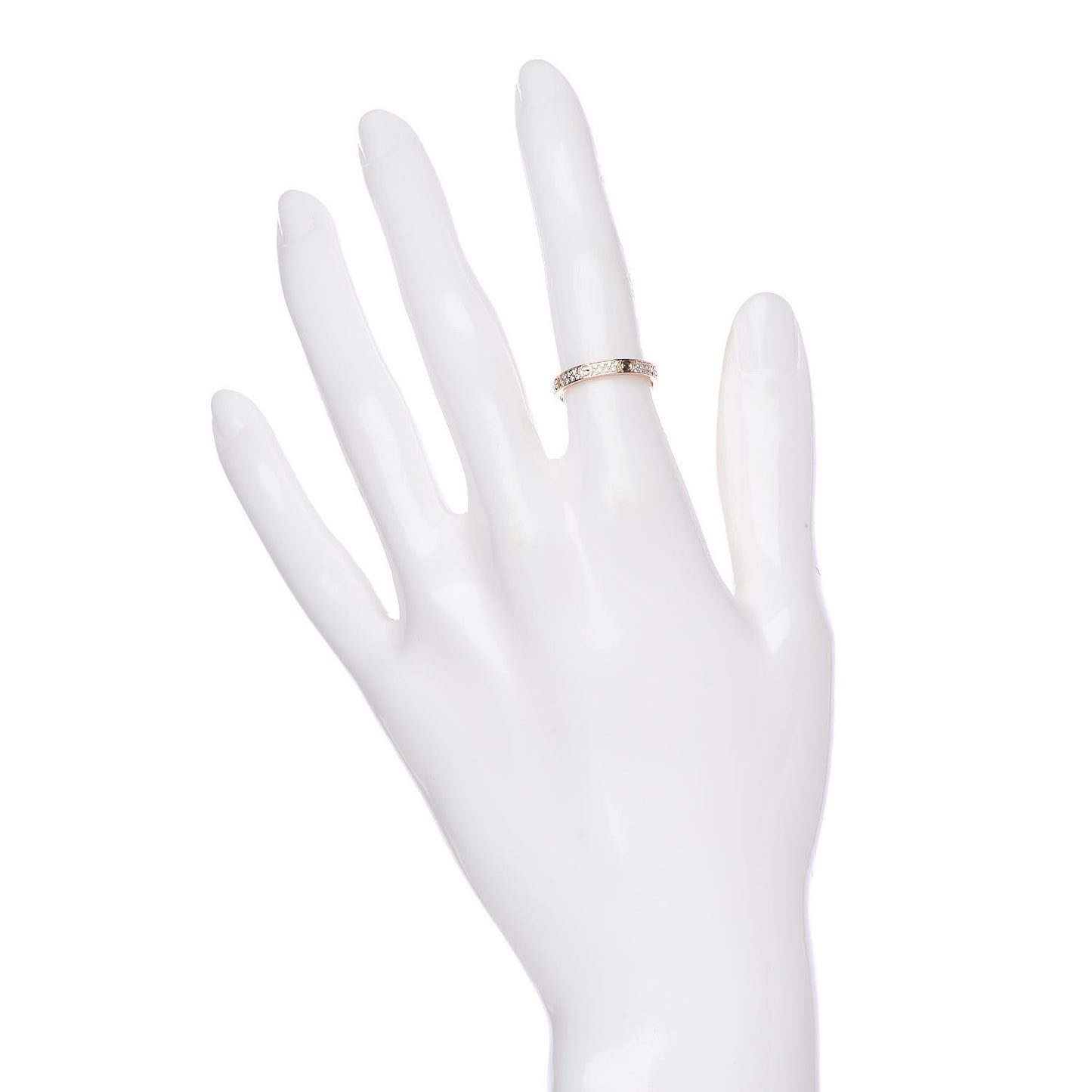 18K Pink Gold Diamond 2.6mm LOVE Paved Band Ring 48 4.5