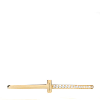 Tiffany 18K Yellow Gold Diamond Narrow T1 Hinged Bangle Bracelet 1 of 5