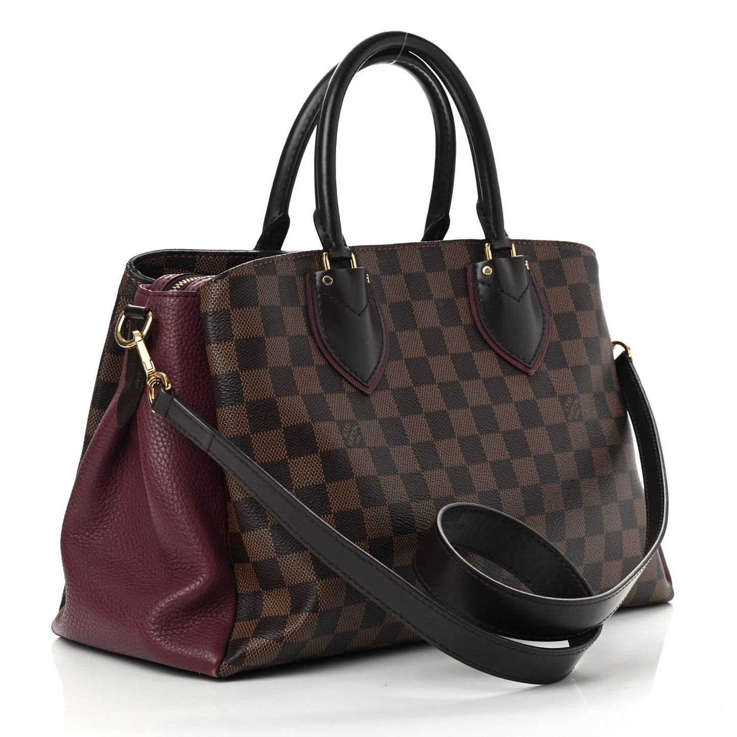 Cuir Taurillon Damier Ebene Normandy Bordeaux