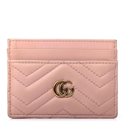 Gucci Calfskin Matelasse GG Marmont Card Holder Perfect Pink 1 of 4