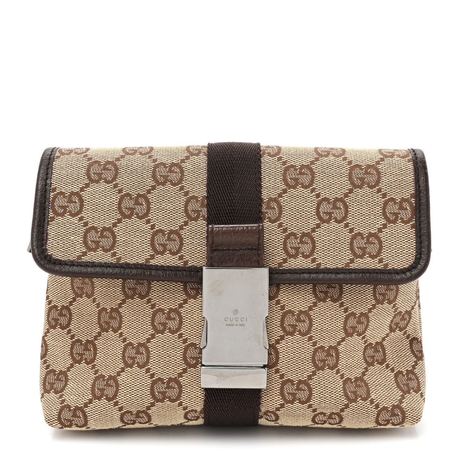 Gucci Monogram Waist Pouch Bag Dark Brown 1 of 10