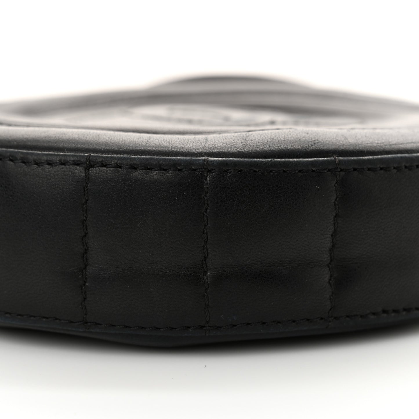 Lambskin Square Quilted Round Shoulder Bag Black