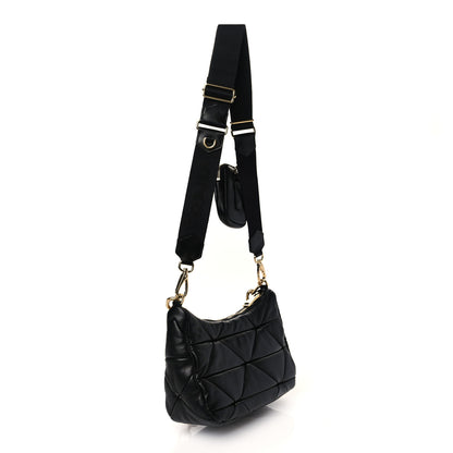 Prada Nappa Re-Nylon Triangle Quilted Patchwork System Shoulder Bag Black 2 of 8