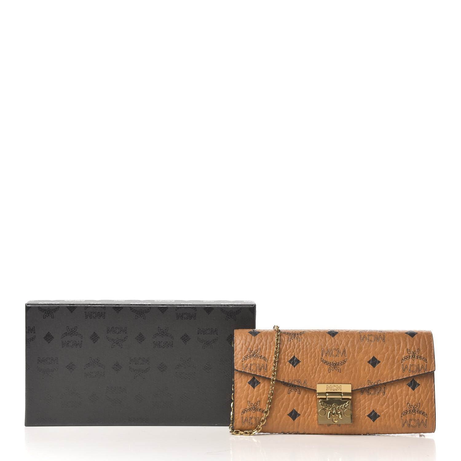 MCM Visetos Large Patricia Wallet On Chain Cognac 9 of 9