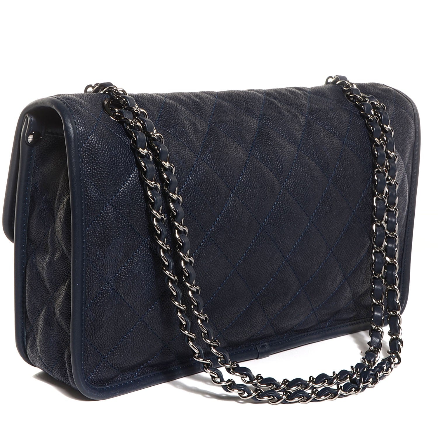 Chanel Caviar Quilted French Riviera Large Flap Navy Blue 3 of 9