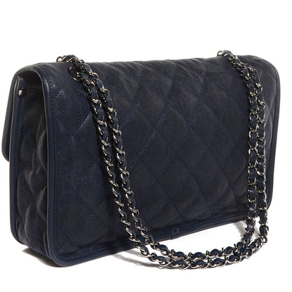 Chanel Caviar Quilted French Riviera Large Flap Navy Blue 3 of 9