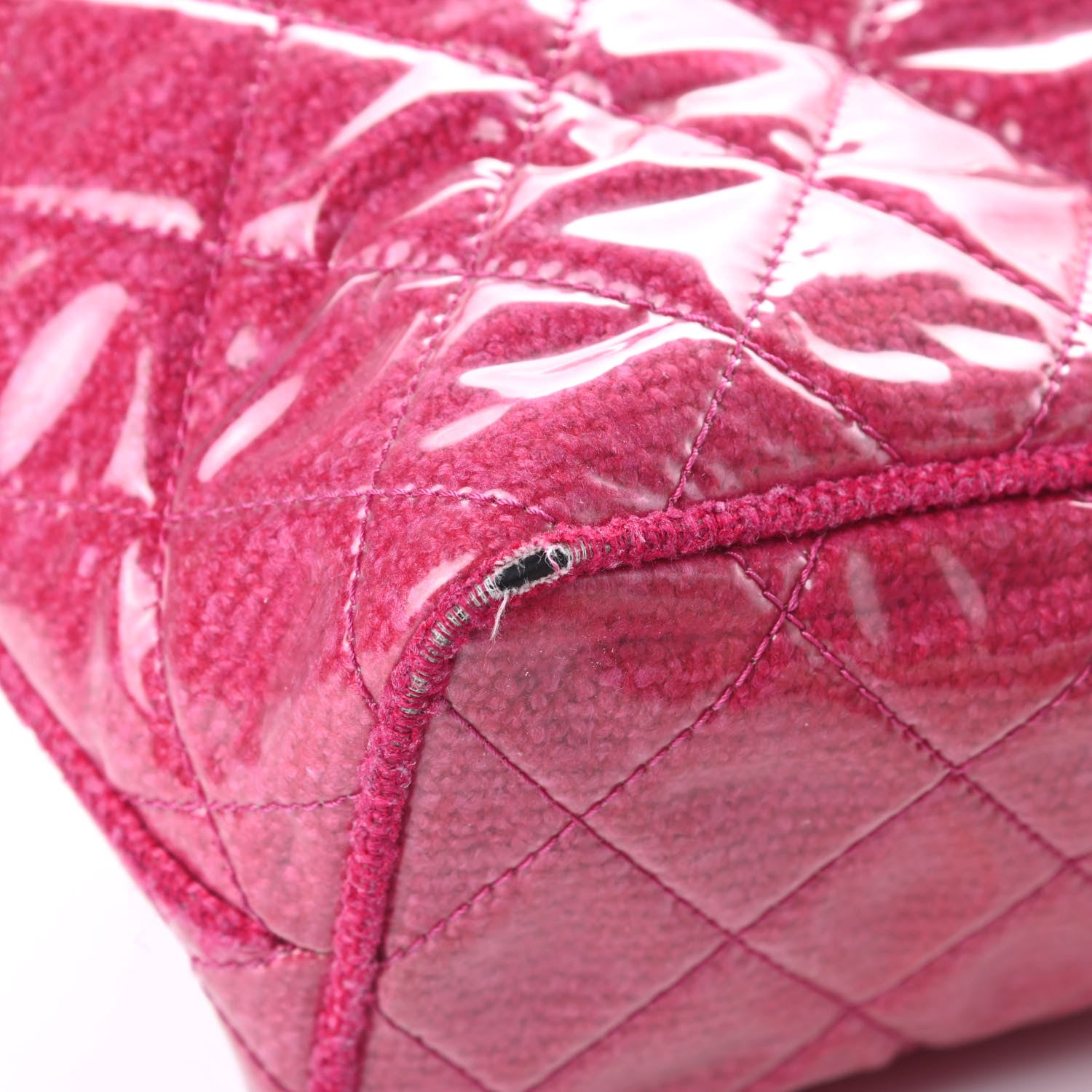 Chanel Vinyl Quilted Funny Tweed Tote Fuchsia 12 of 16