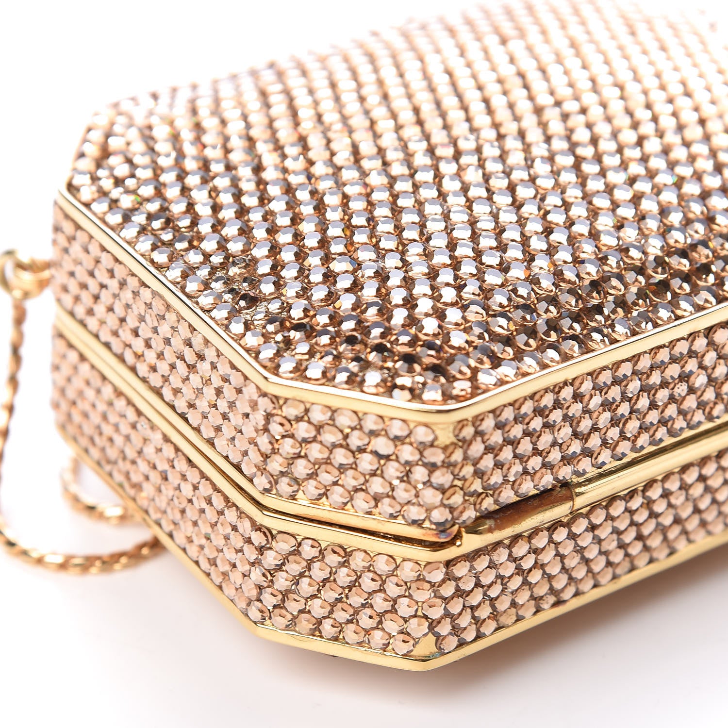 Judith Leiber Swarovski Crystal Minaudiere Clutch Gold 8 of 9