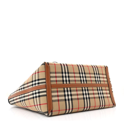 Burberry Cotton Vintage Check Medium London Tote Bag Briar Brown Black 5 of 13