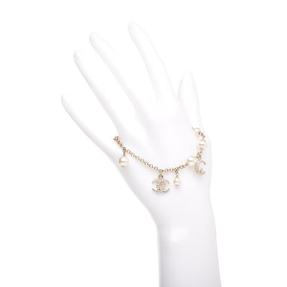 Chanel Crystal Pearl CC Moon Bracelet Light Gold 2 of 5