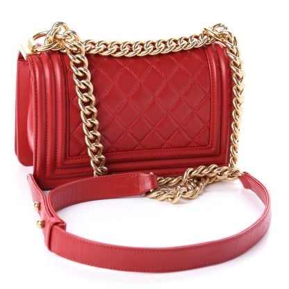 Chanel Lambskin Quilted Small Boy Flap Dark Red 4 of 12