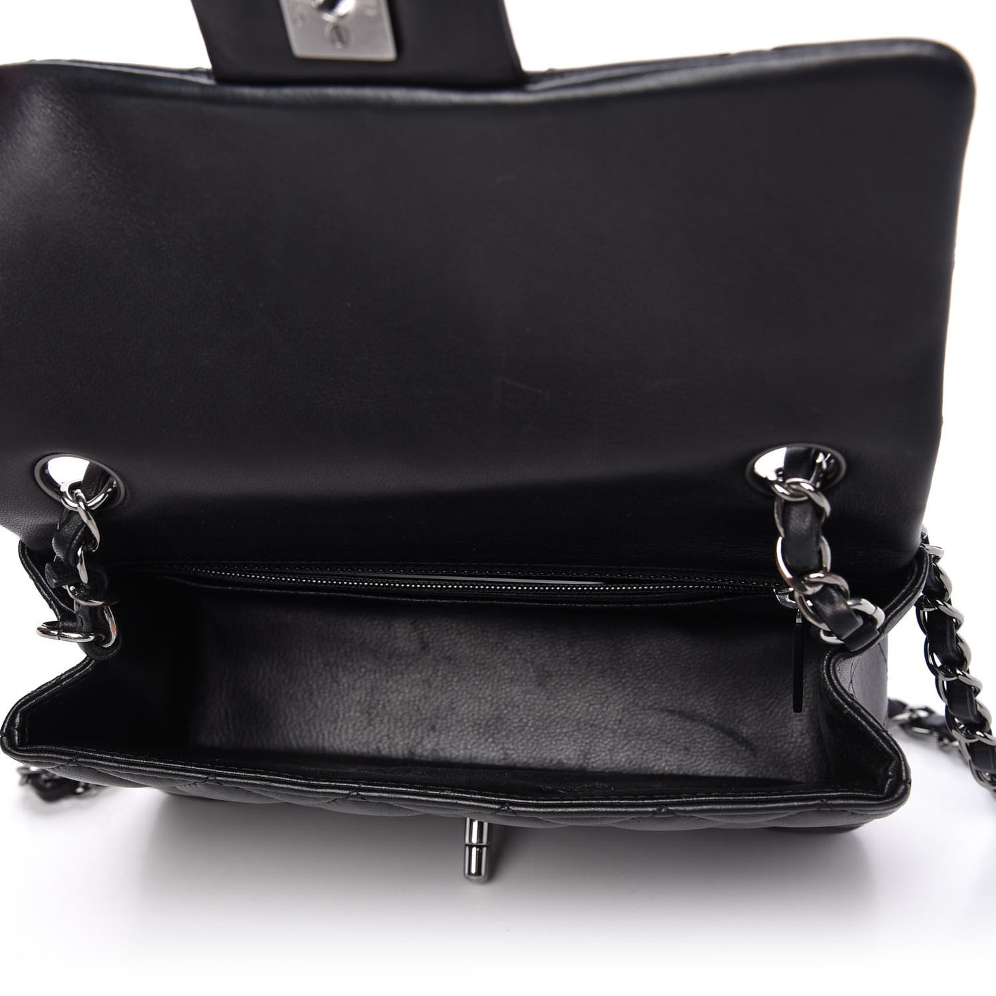 Lambskin Quilted Mini Rectangular Flap Black