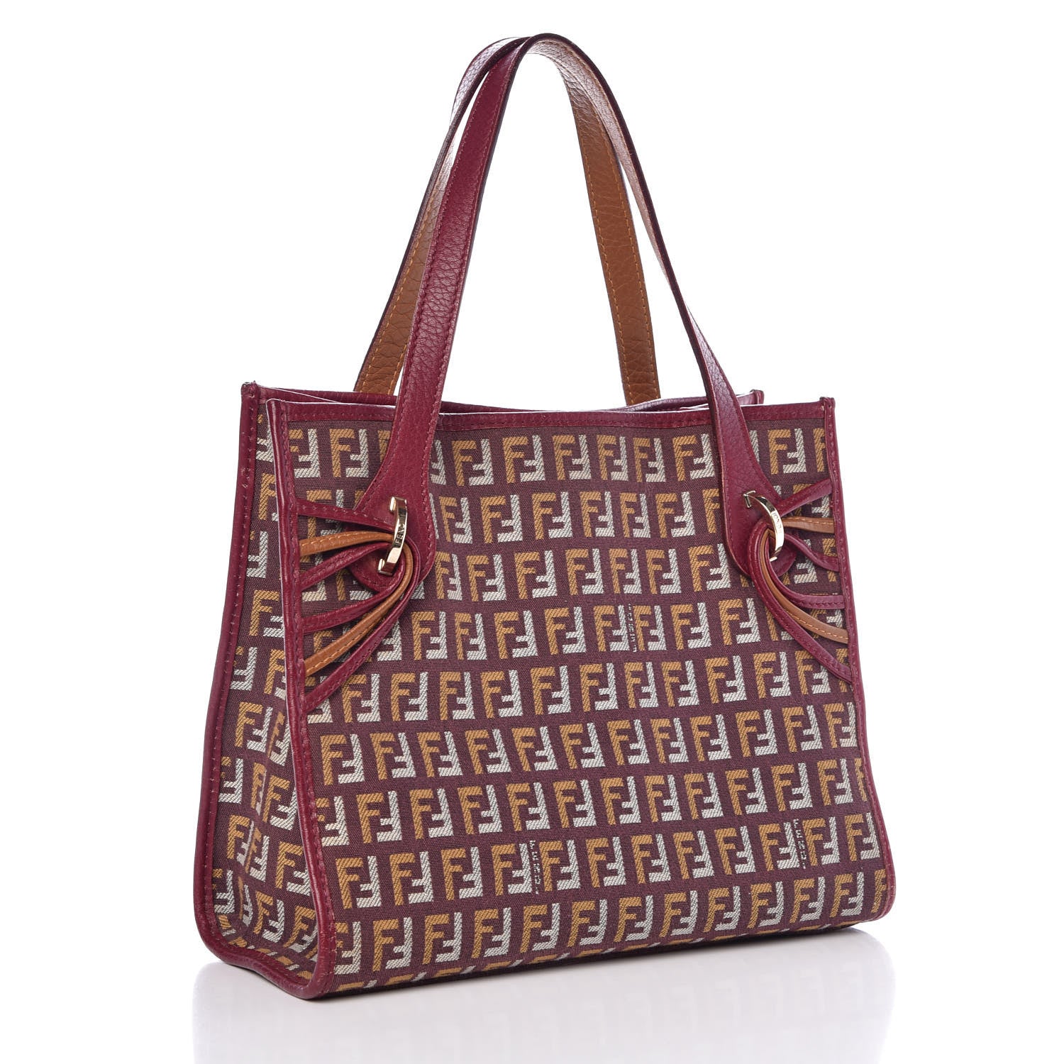 Fendi Zucchino Vitello Shopping Tote Amarena Ocra 3 of 7