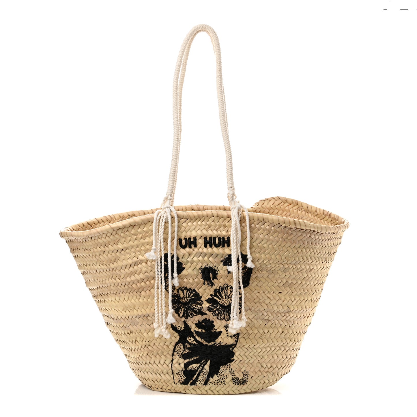 X DAVID KRAMER Raffia Calfskin Panier Bag White