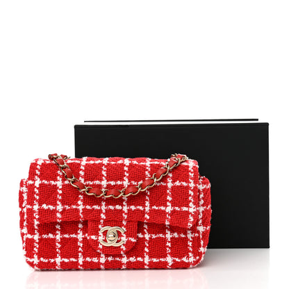 Chanel Tweed Quilted Mini Rectangular Flap White Red 11 of 11
