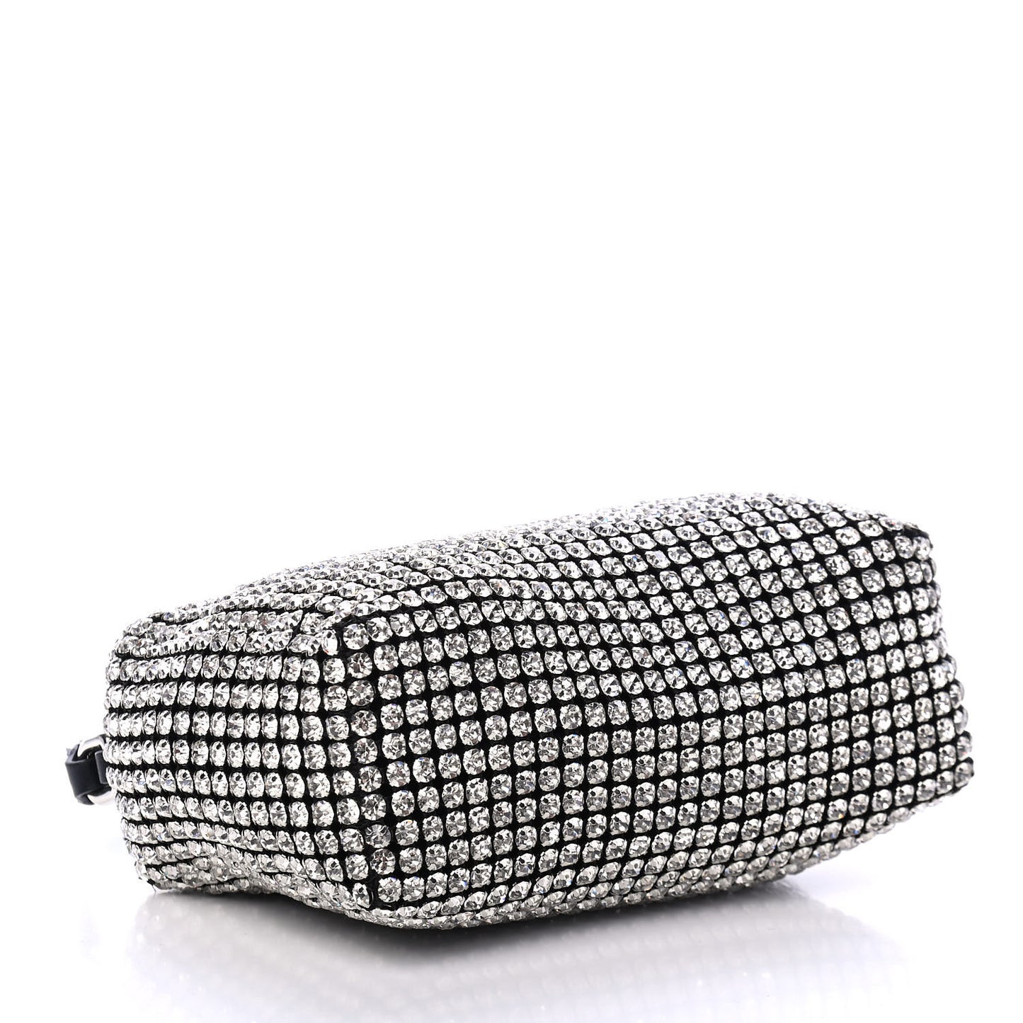 Mesh Crystal Rhinestone Mini Heiress Pouch Black Silver