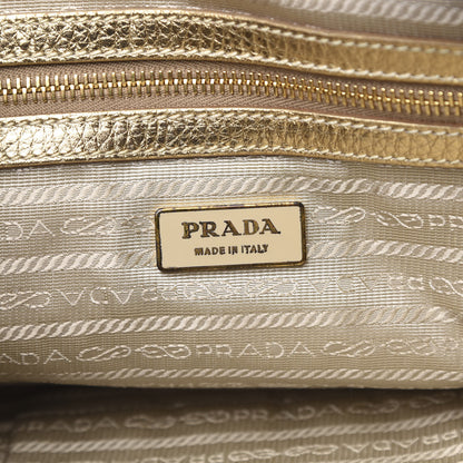 Prada Metallic Vitello Daino Tote Platino 6 of 10