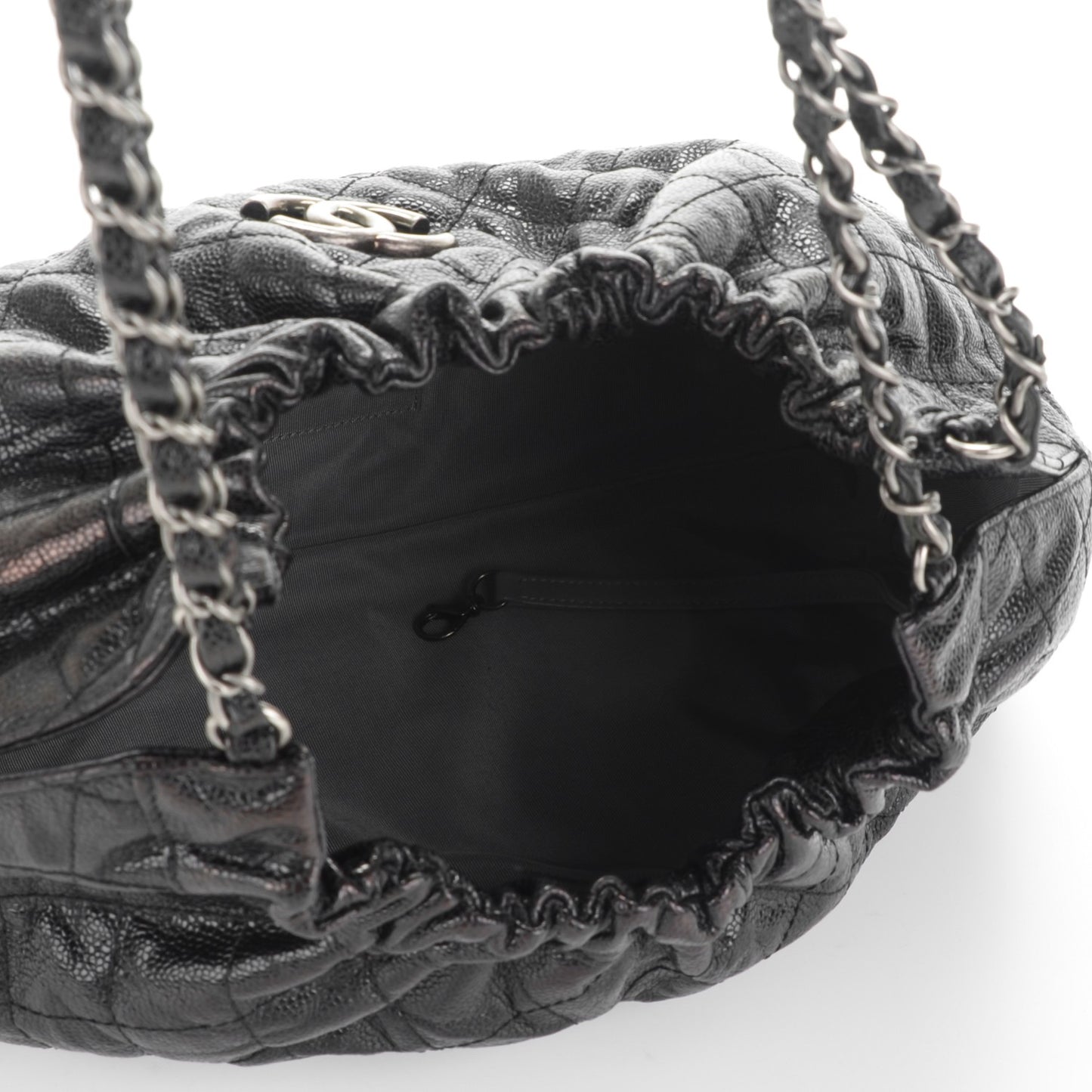 Caviar Quilted Medium Elastic Tote Black