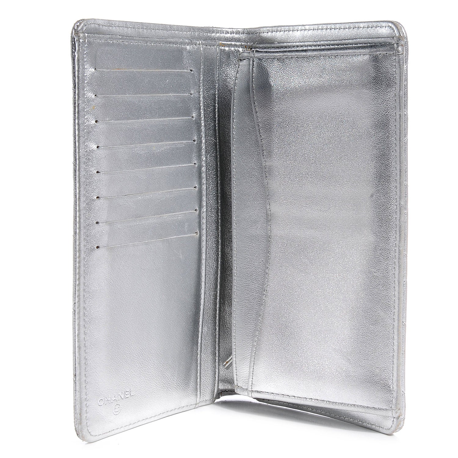 Chanel Lambskin Yen Wallet Silver 5 of 7