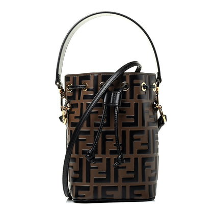 Fendi Vitello Liberty F is Fendi Bi-Color FF 1974 Embossed Mini Mon Tresor Bucket Bag Maya Black 2 of 16