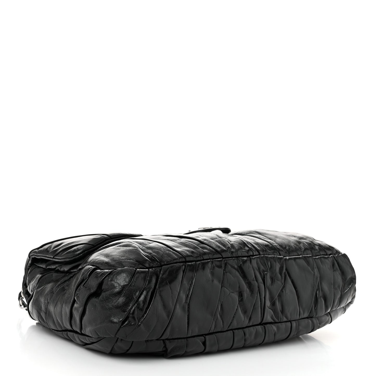 Glazed Calfskin Twisted Maxi Flap Black