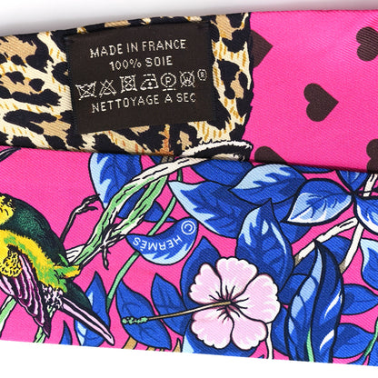 Hermes Silk Jungle Love Love Twilly  Rose Vif Bleu Roy 3 of 4