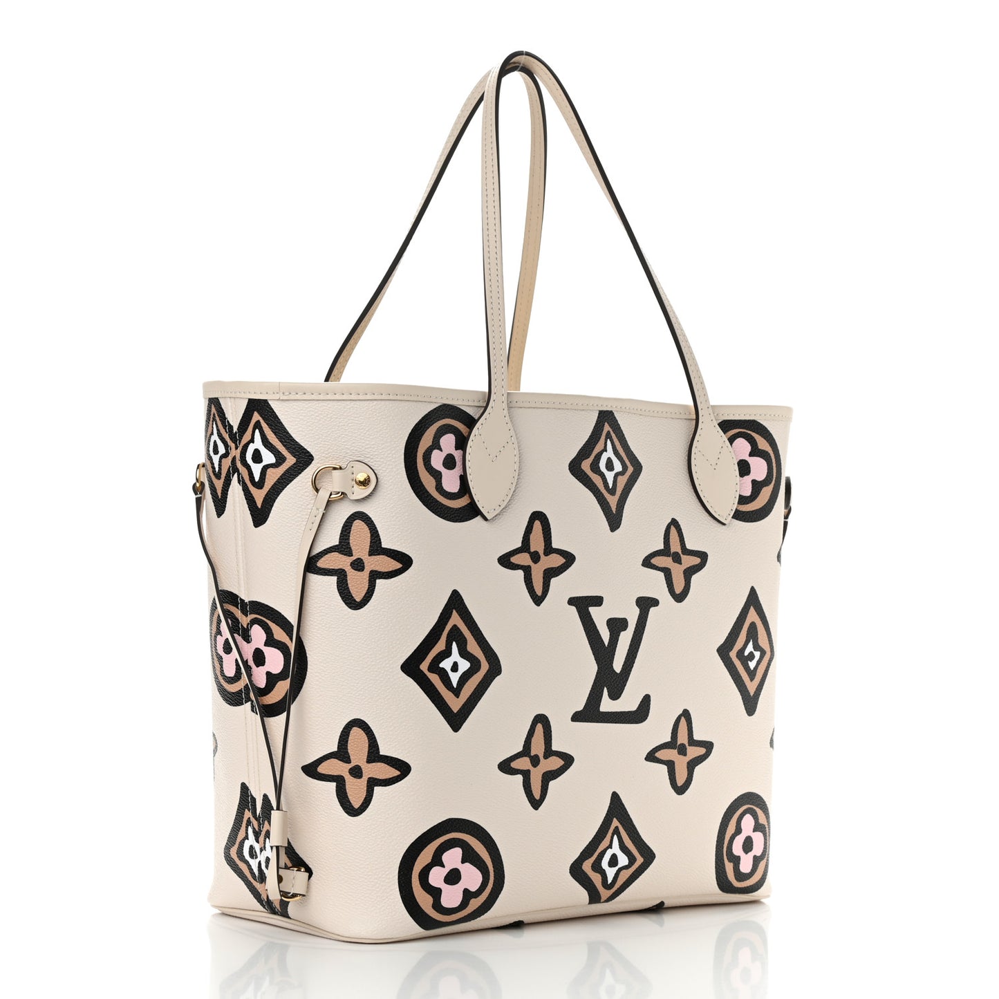 Monogram Giant Wild At Heart Neverfull MM Creme