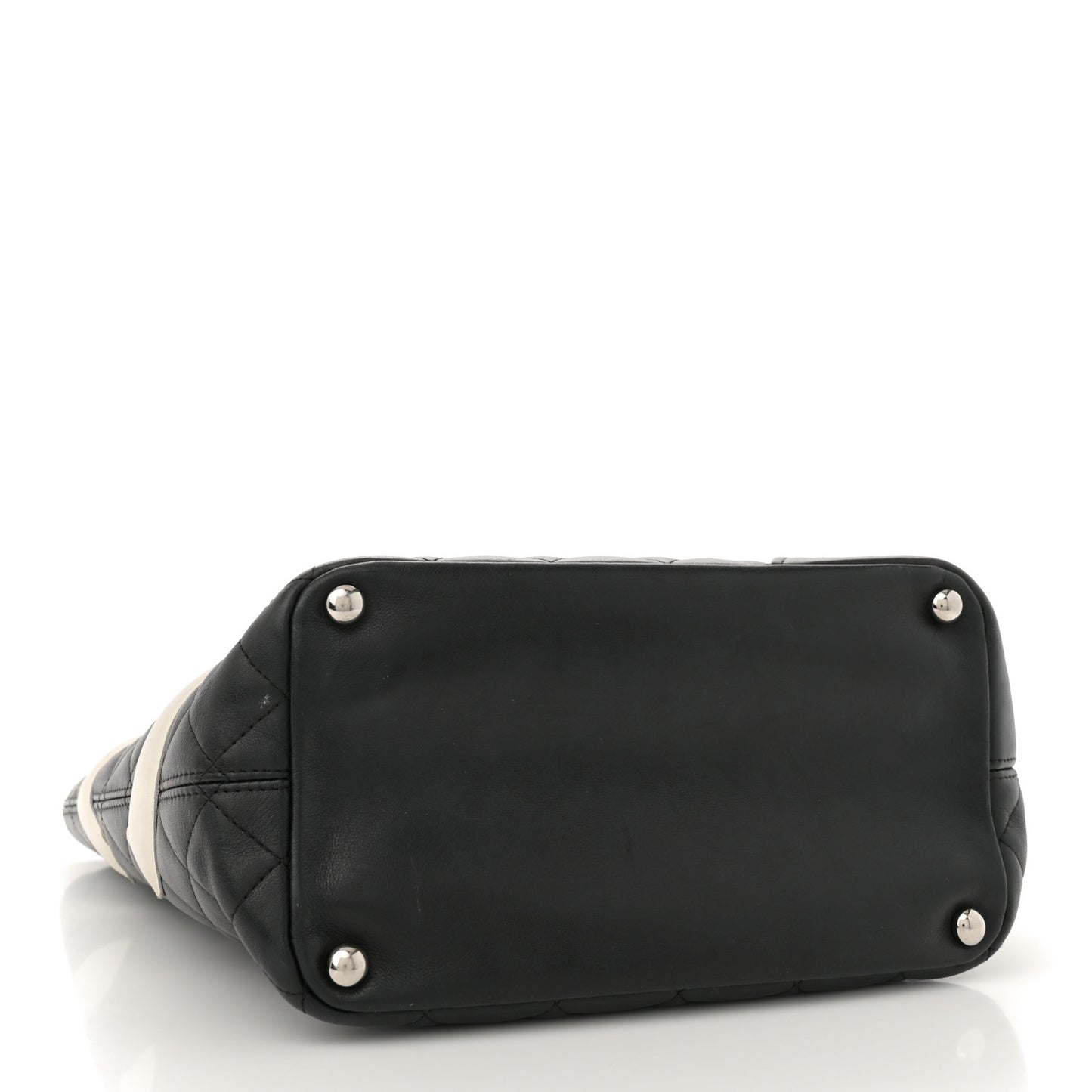 Calfskin Quilted Medium Cambon Tote Black White