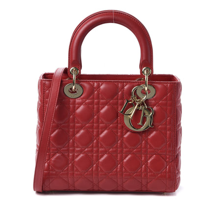 Christian Dior Lambskin Cannage Medium Lady Dior Red 1 of 10