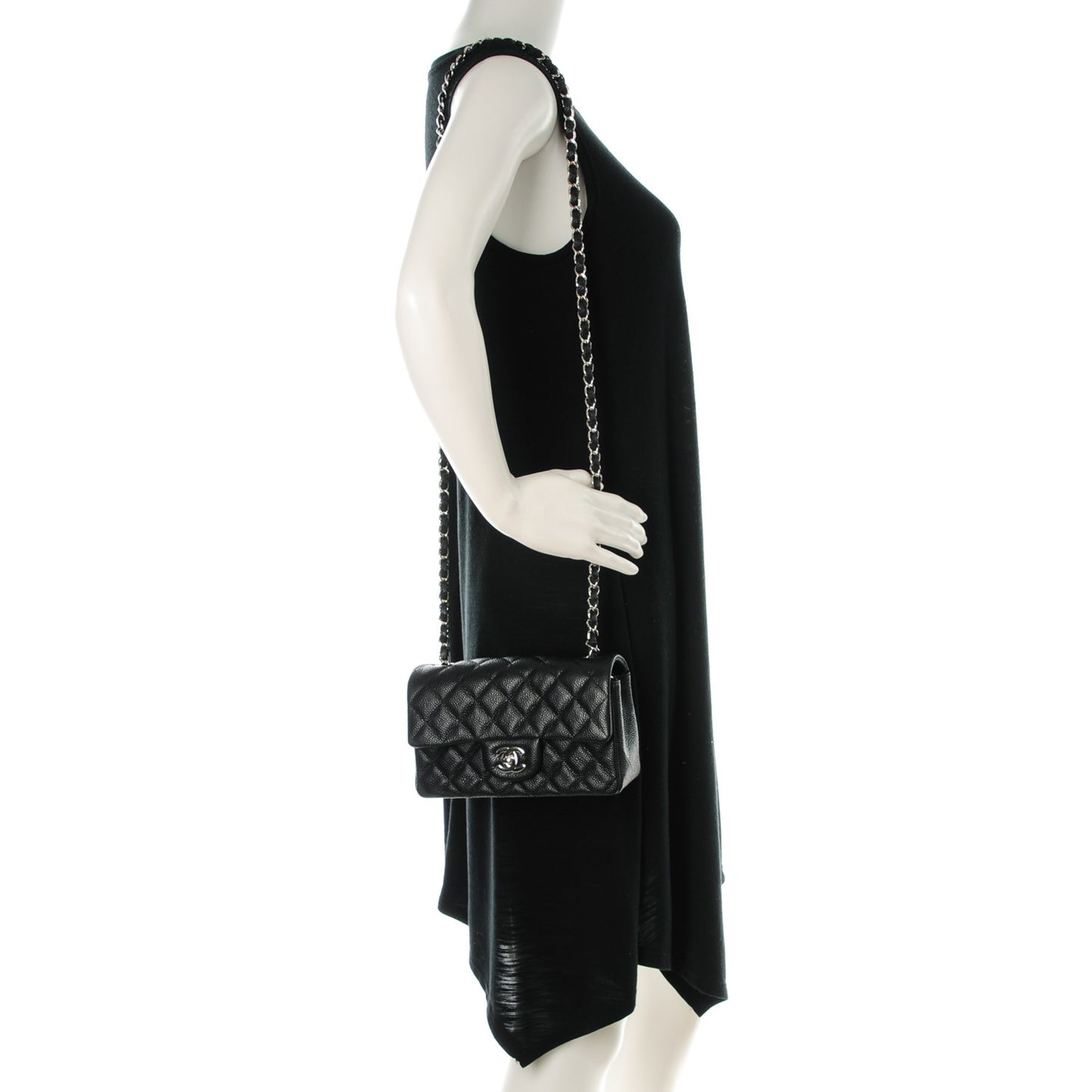 Caviar Quilted Mini Rectangular Flap Black