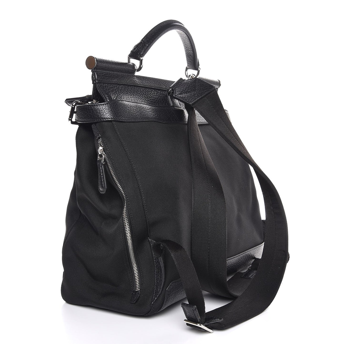 Canvas Calfskin Sicily Backpack Black