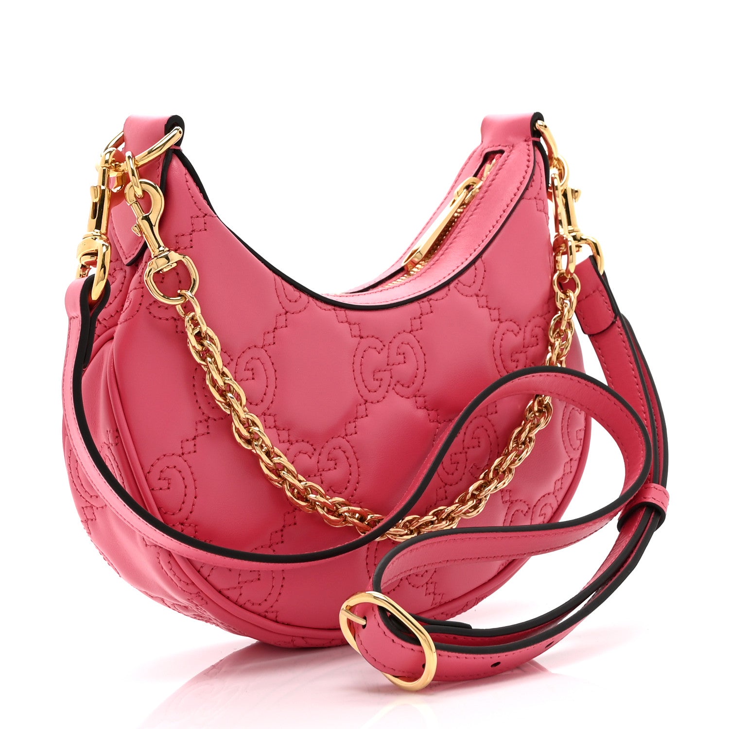 Gucci Calfskin GG Matelasse Mini Hobo Shoulder Bag Pink 3 of 10