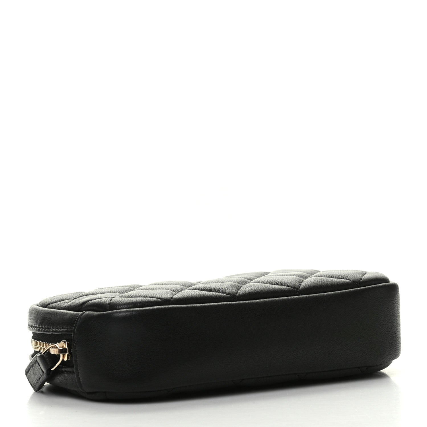 Chanel Lambskin Quilted Small Curvy Pouch Cosmetic Case Black 4 of 8