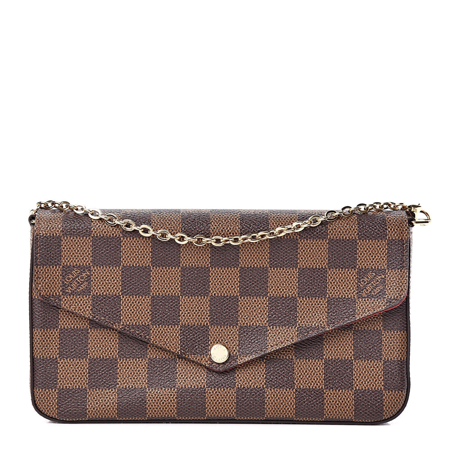 Louis Vuitton Damier Ebene Pochette Felicie Chain Wallet 1 of 10