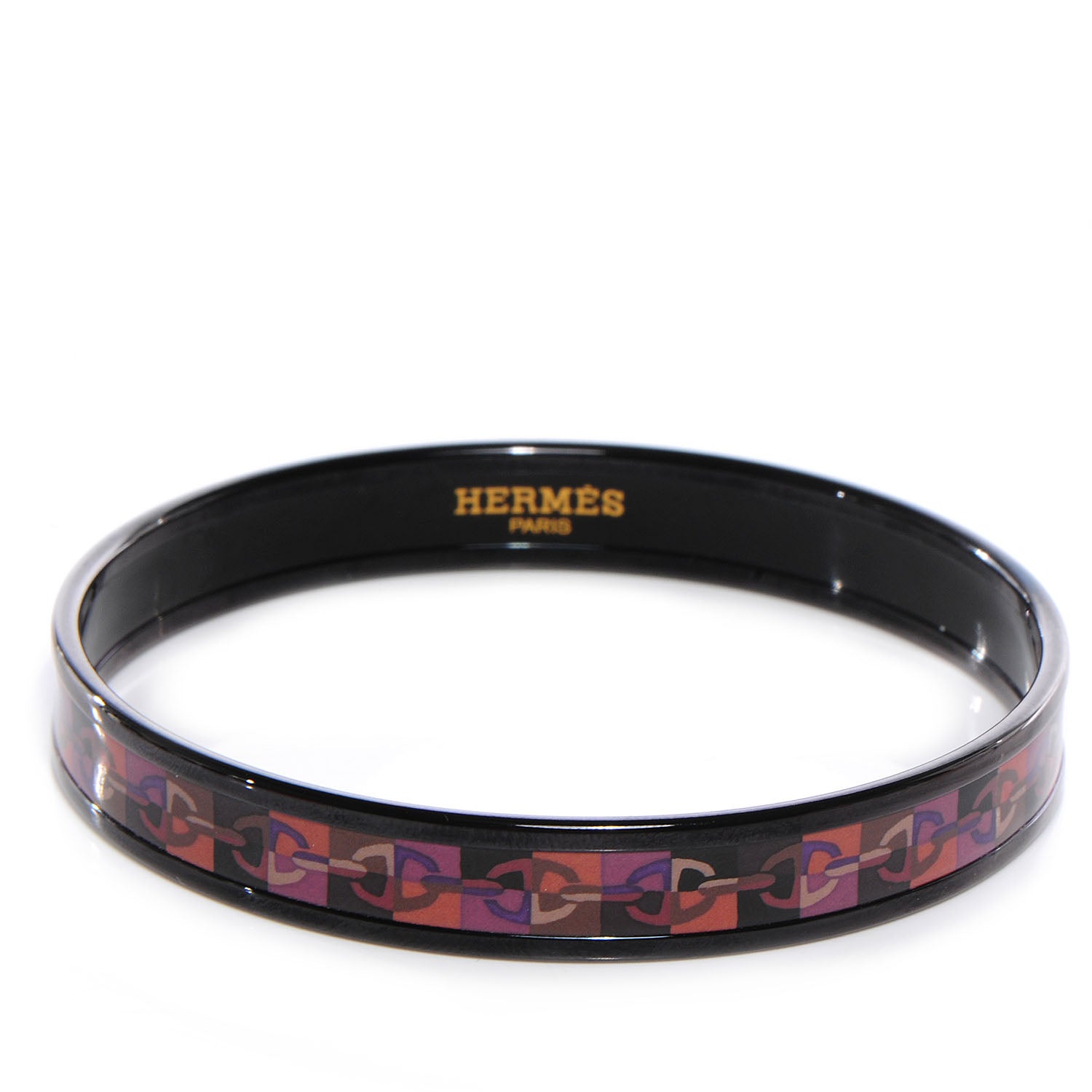 Hermes Enamel Printed Optique Chaine d'Ancre Narrow Bracelet 65 Purple 1 of 6