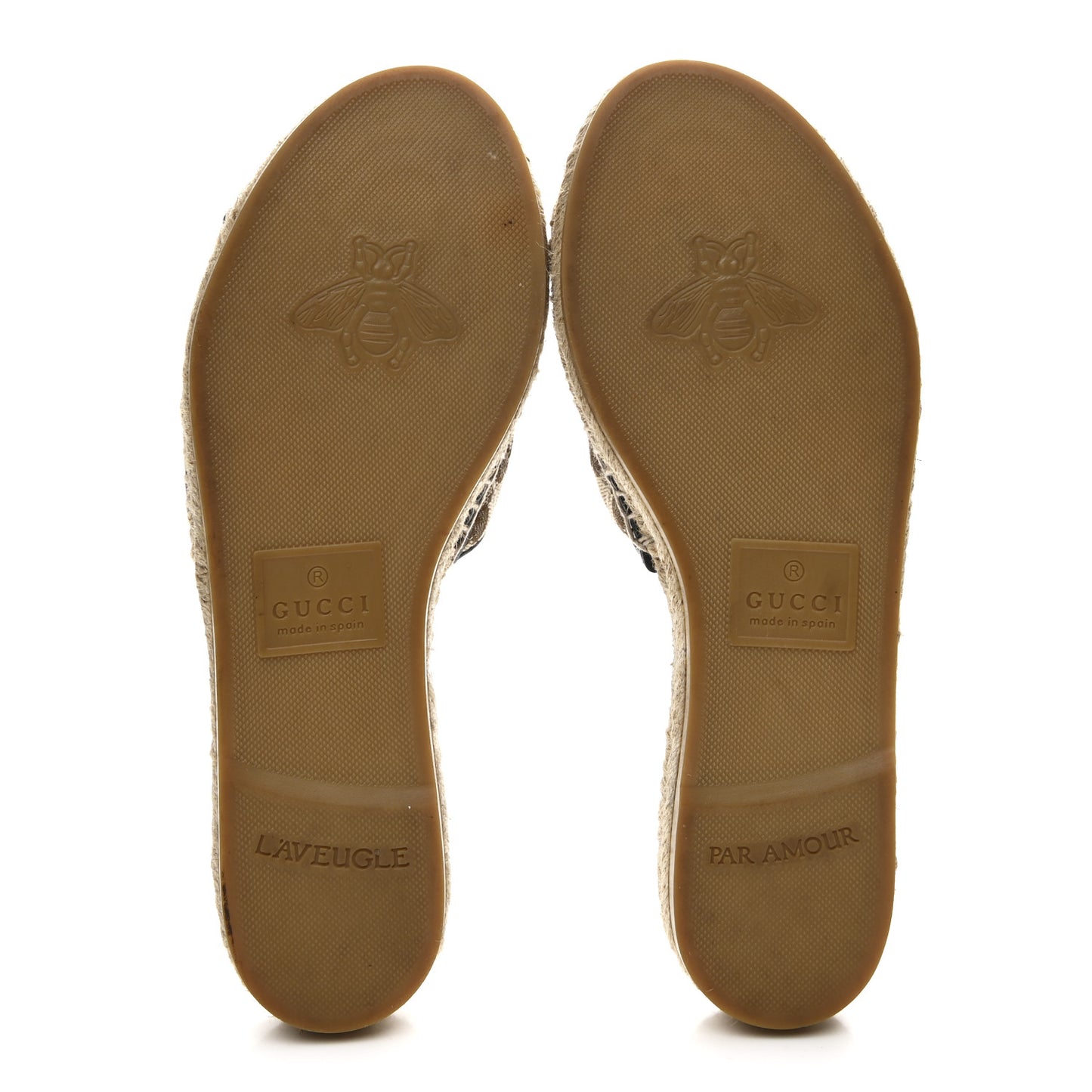 Monogram Matelasse GG Marmont Espadrille 20mm Slide Sandals 37.5 Beige Ebony Black