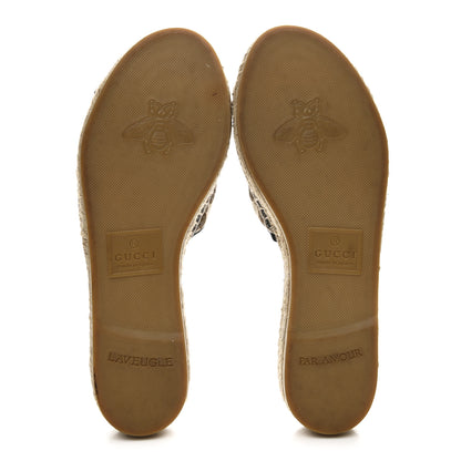 Gucci Monogram Matelasse GG Marmont Espadrille 20mm Slide Sandals 37.5 Beige Ebony Black 6 of 9