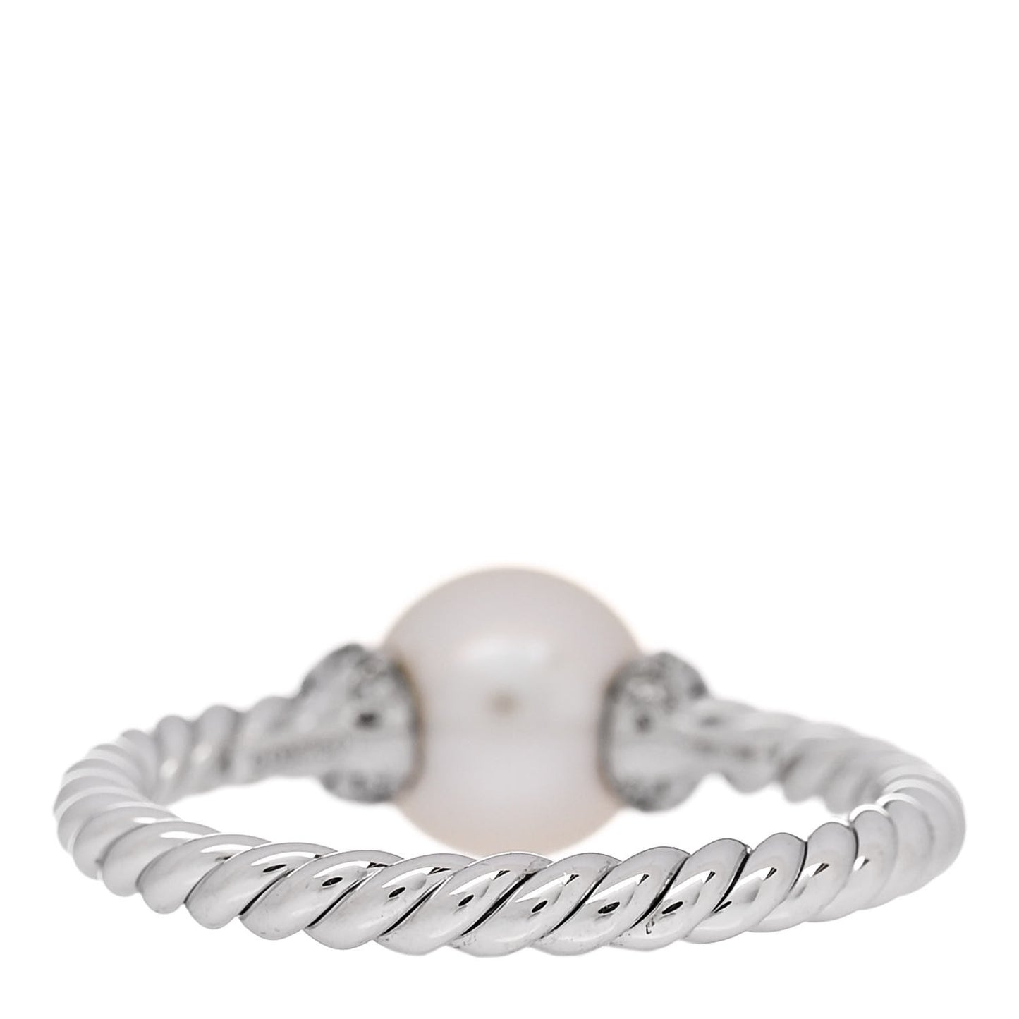 18K White Gold Pearl Diamond Petite Solari Station Ring 49 5