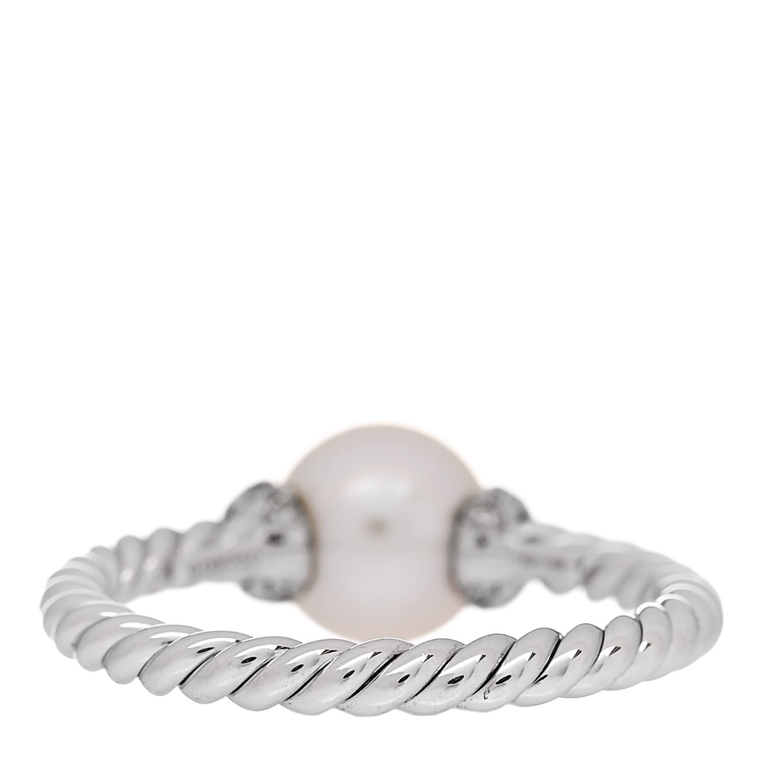 David Yurman 18K White Gold Pearl Diamond Petite Solari Station Ring 49 5 3 of 5