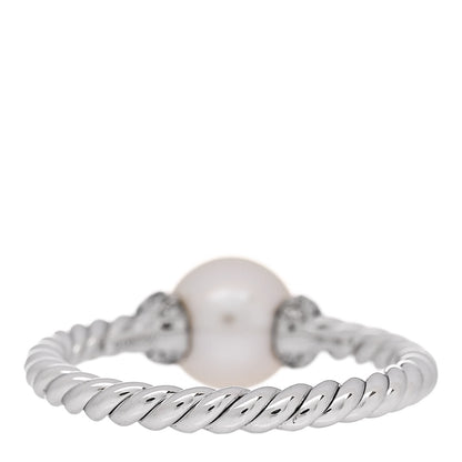 David Yurman 18K White Gold Pearl Diamond Petite Solari Station Ring 49 5 3 of 5